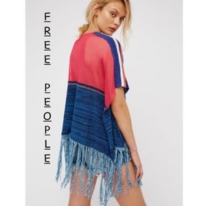 Free People BoHo Sunset Fringe Sweater Poncho XS/S